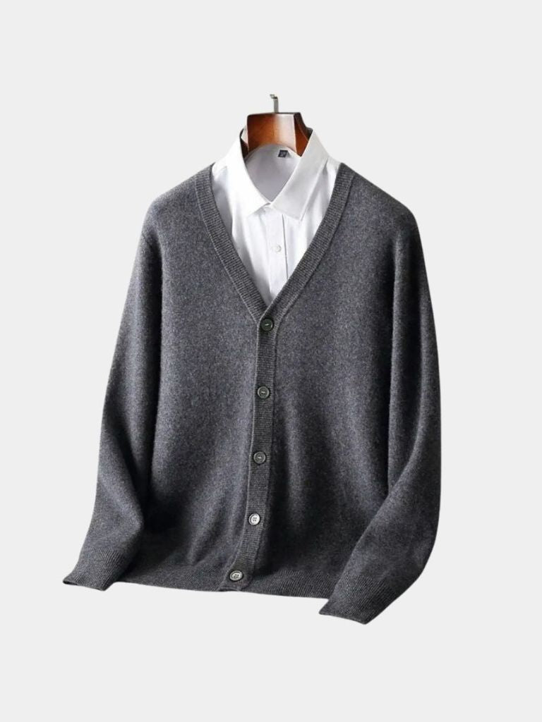 100% Merino Wool V Neck Knitwear Cardigan Sweater - Dalton & Rowe