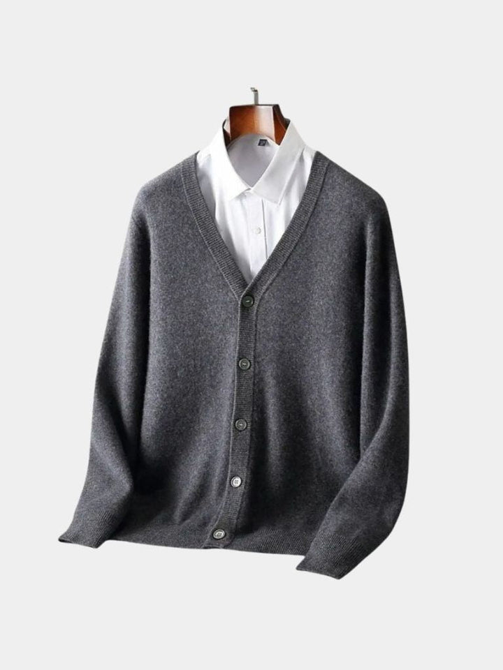 100% Merino Wool V Neck Knitwear Cardigan Sweater - Dalton & Rowe