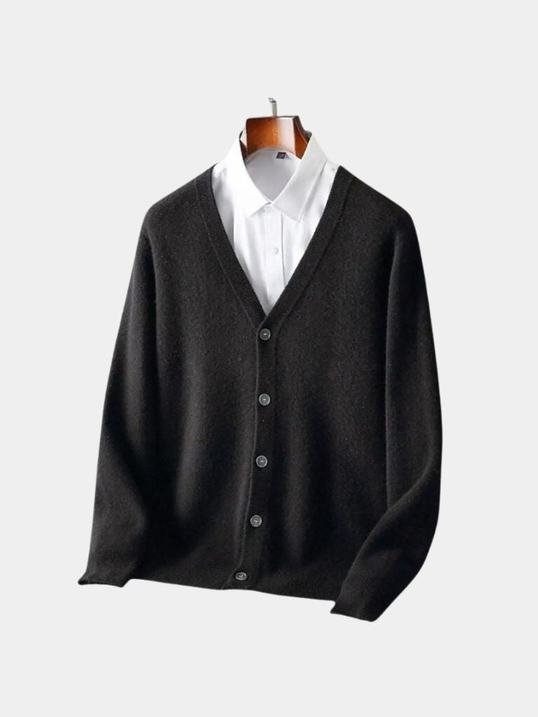 100% Merino Wool V Neck Knitwear Cardigan Sweater - Dalton & Rowe