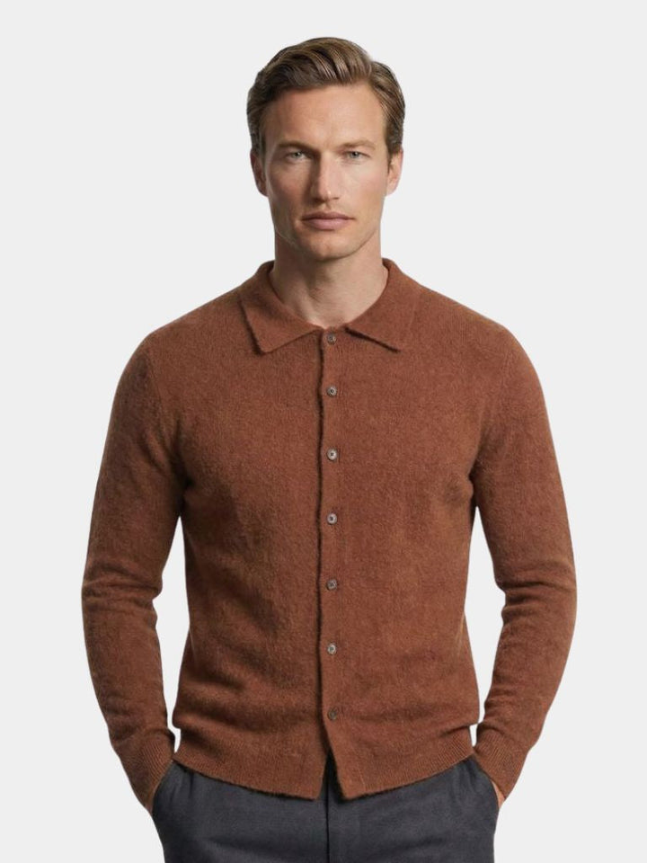 100% Cashmere Polo Cardigan - Dalton & Rowe